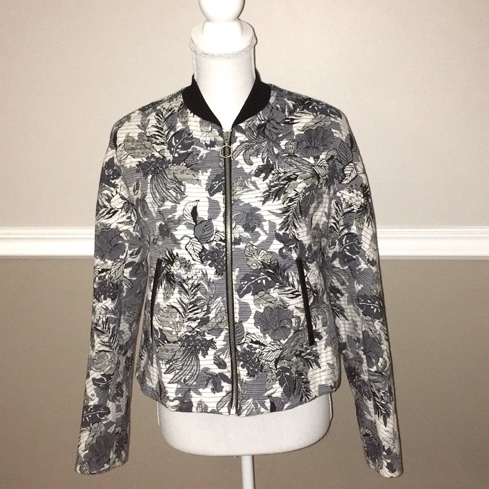 Zara printed leaf jacket